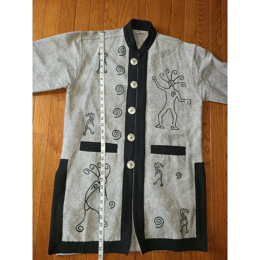 Venus Imports Piper w Flute Jacket Size X-Small Gray‎ 100% Cotton Artsy Buttons